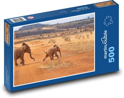 Sloni - safari, Afrika - Puzzle 500 dílků, rozměr 46x30 cm