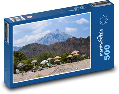 Plaża - góry, krajobraz - Puzzle 500 elementów, rozmiar 46x30 cm