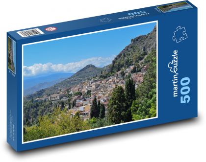 Stadt - Gebäude, Berge - Puzzle - 500 Teile