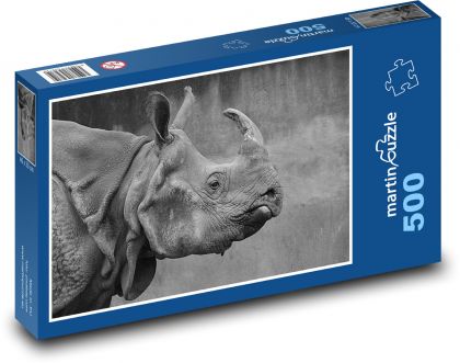 Nosorožec - roh, savec - Puzzle 500 dílků, rozměr 46x30 cm