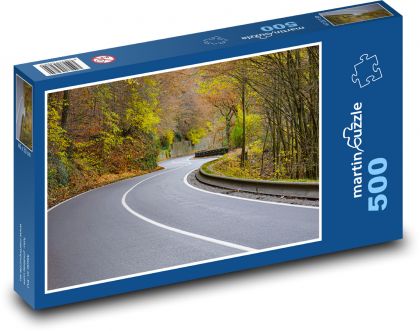 Road - asphalt, autumn - Puzzle of 500 pieces, size 46x30 cm 