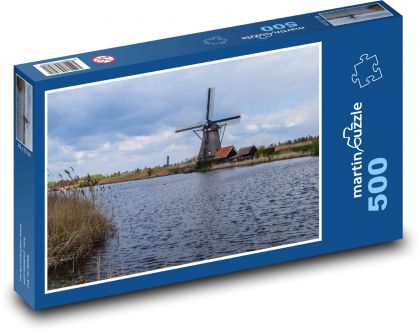 Holandsko - Kinderdijk, mlyn - Puzzle 500 dielikov, rozmer 46x30 cm 