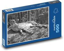 Černobílý leopard Puzzle 500 - 46x30 cm
