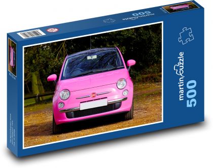 Car - pink Fiat 500 - Puzzle of 500 pieces, size 46x30 cm 
