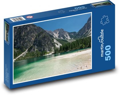 Verschneite Berge über dem See - Puzzle - 500 Teile