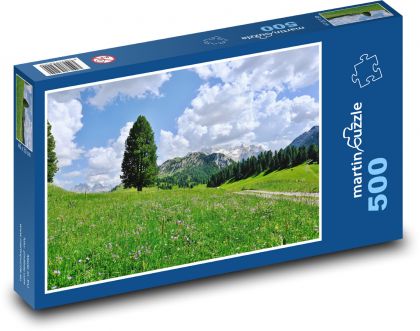 Łąki alpejskie - łąka kwitnąca - Puzzle 500 elementów, rozmiar 46x30 cm