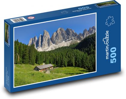 Naturlandschaft - Berge, Scheune - Puzzle - 500 Teile
