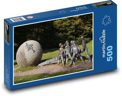 Statue - Kinder, Globus - Puzzle - 500 Teile