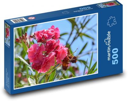 Oleandr -  květ, růžová - Puzzle 500 dílků, rozměr 46x30 cm