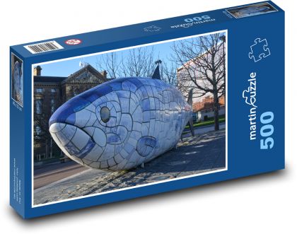 Ryba - umění, socha - Puzzle 500 dílků, rozměr 46x30 cm
