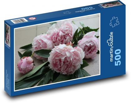 Peony - pink flower - Puzzle of 500 pieces, size 46x30 cm 