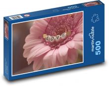 Gerbera - láska, růžová Puzzle 500 dílků - 46 x 30 cm