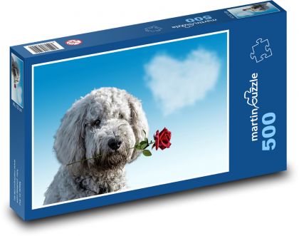 Ein Hund trägt eine Rose zum Valentinstag - Puzzle - 500 Teile