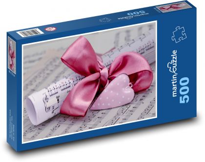 Noty jako dárek k Valentýnu - Puzzle 500 dílků, rozměr 46x30 cm