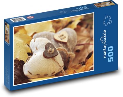 Srdce - jeseň, lístie - Puzzle 500 dielikov, rozmer 46x30 cm 
