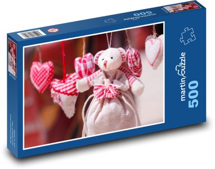 Serce - pluszowy miś - Puzzle 500 elementów, rozmiar 46x30 cm