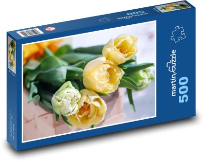 Tulipány - žlutá kytice - Puzzle 500 dílků, rozměr 46x30 cm