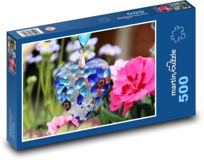 Modré srdce, romantika - Puzzle 500 dielikov, rozmer 46x30 cm 