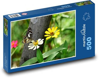 Motýľ, kvet, opelenie - Puzzle 500 dielikov, rozmer 46x30 cm 