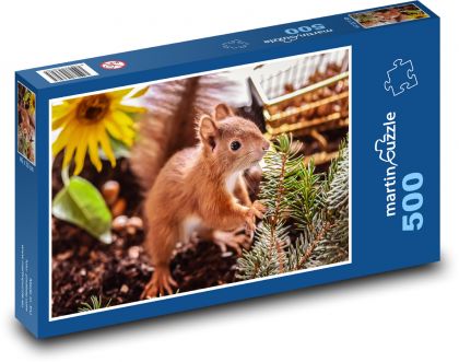 Veverička - zviera, mláďa - Puzzle 500 dielikov, rozmer 46x30 cm 