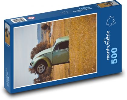 VW Beetle - car, meadow - Puzzle of 500 pieces, size 46x30 cm 