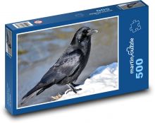 Havran - pták, sníh Puzzle 500 dílků - 46 x 30 cm