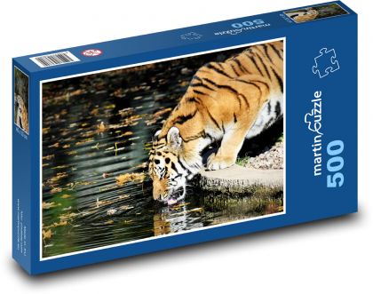 Tygr - dravec, žíznivý - Puzzle 500 dílků, rozměr 46x30 cm