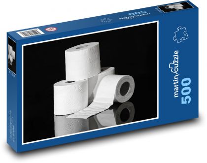 Toaletní papír - role, toaleta - Puzzle 500 dílků, rozměr 46x30 cm