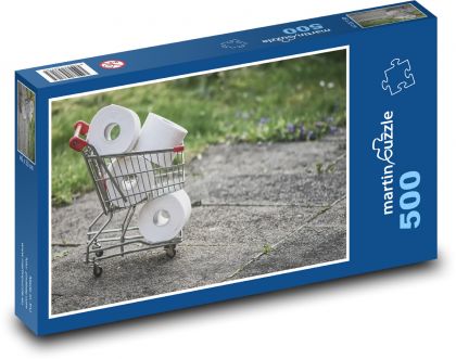 Toilet paper in shopping cart - Puzzle of 500 pieces, size 46x30 cm 