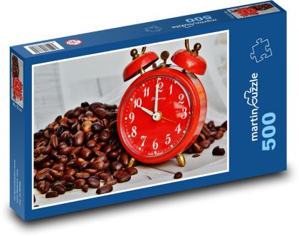 Budzik - kawa, przelew - Puzzle 500 elementów, rozmiar 46x30 cm