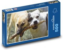 Staffordi s palicou, psy Puzzle 500 dielikov - 46 x 30 cm
