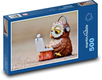 Sova - počítač, sluchátka - Puzzle 500 dílků, rozměr 46x30 cm