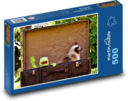 Katze, Koffer, Frosch - Puzzle - 500 Teile
