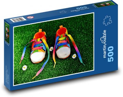 Rainbow baby shoes - Puzzle of 500 pieces, size 46x30 cm 