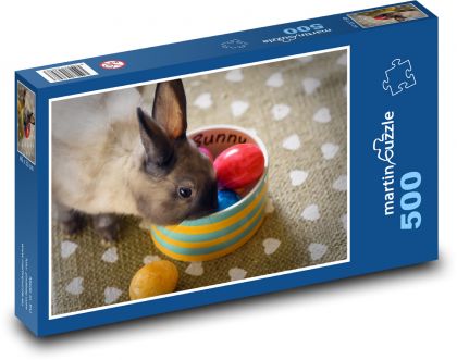 Velikonoční zajíček - zakrslý králíček - Puzzle 500 dílků, rozměr 46x30 cm