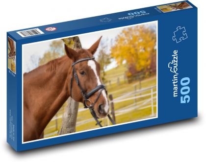 Brązowy koń - zwierzę, farma - Puzzle 500 elementów, rozmiar 46x30 cm