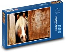 Hnedý kôň - konská stajňa Puzzle 500 dielikov - 46 x 30 cm