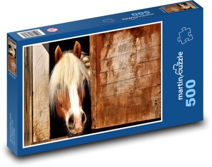 Hnědý kůň - koňská stáj - puzzle 500 dílků