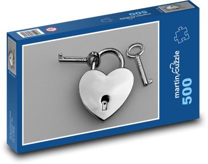 Klíč k srdci - láska, štěstí - Puzzle 500 dílků, rozměr 46x30 cm