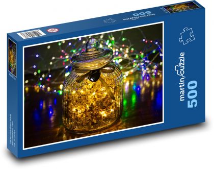 Pohár - vianočné dekorácie, svetlá - Puzzle 500 dielikov, rozmer 46x30 cm 