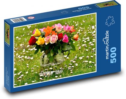 Kytice růží - dárek, květiny - Puzzle 500 dílků, rozměr 46x30 cm