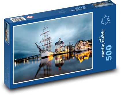 Švédsko - loď, přístav - Puzzle 500 dílků, rozměr 46x30 cm