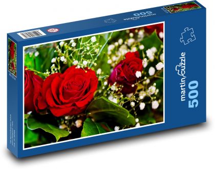 Kytica ruže - kvet, darček - Puzzle 500 dielikov, rozmer 46x30 cm 