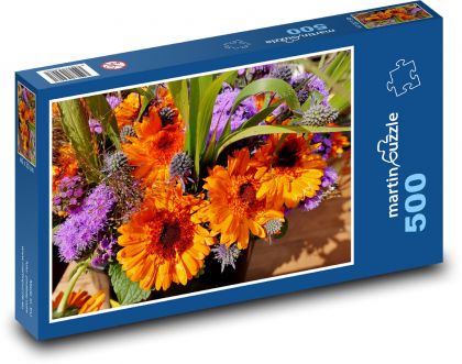 Jiřina - letní květiny, zahrada - Puzzle 500 dílků, rozměr 46x30 cm