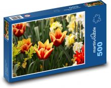 Tulipány - jarní květina, zahrada Puzzle 500 dílků - 46 x 30 cm