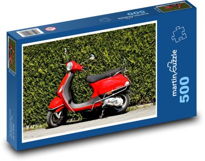 Czerwona Vespa - motorower, jazda - Puzzle 500 elementów, rozmiar 46x30 cm