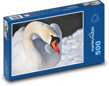 Labuť - vodní pták, zima Puzzle 500 - 46x30 cm