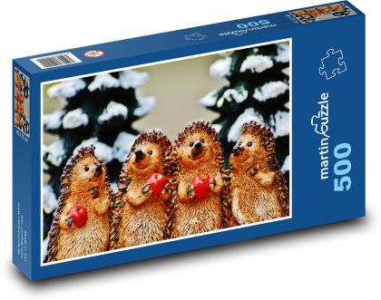 Winter - hedgehog, decoration - Puzzle of 500 pieces, size 46x30 cm 