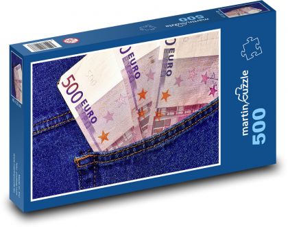 Peniaze vo vrecku, euro - Puzzle 500 dielikov, rozmer 46x30 cm 
