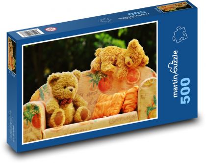 Medvedík - gauč, roztomilý - Puzzle 500 dielikov, rozmer 46x30 cm 